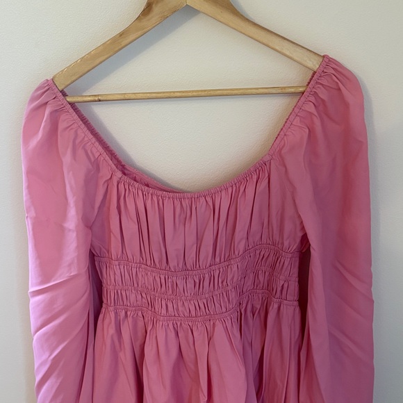 STAUD Pink Long-Balloon Sleeve Dress - Picture 12 of 13